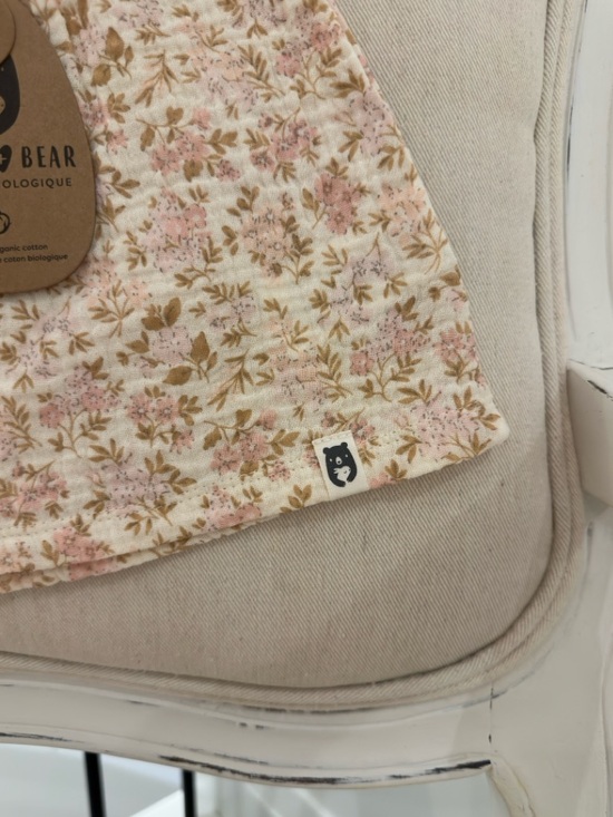 🤍 24 Mth Organic Cotton Ruffle Floral Pink & Tan Pom Pom Trim Top & Bloomer NWT - Picture 10 of 13